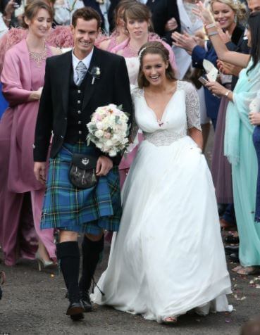 Kim Sears with her husband, Andy Murray on their wedding day.